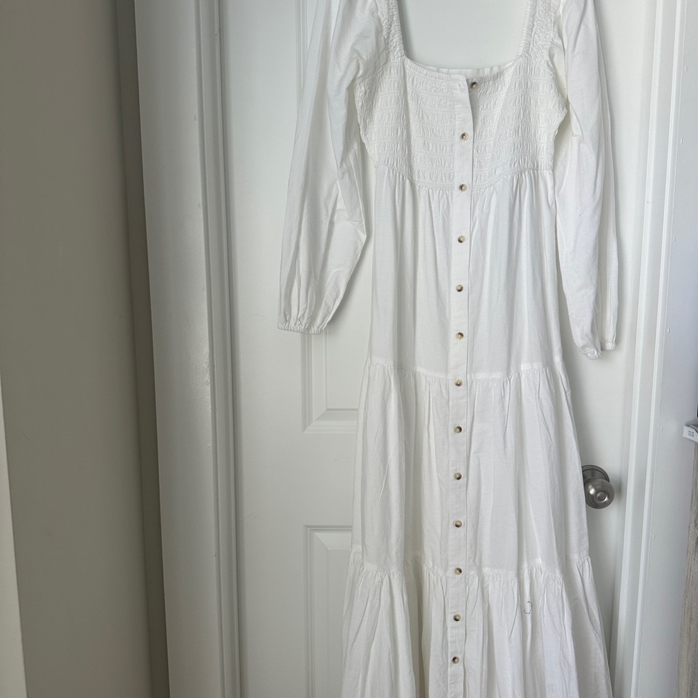 ASOS White Long Sleeve Bishop Sundress